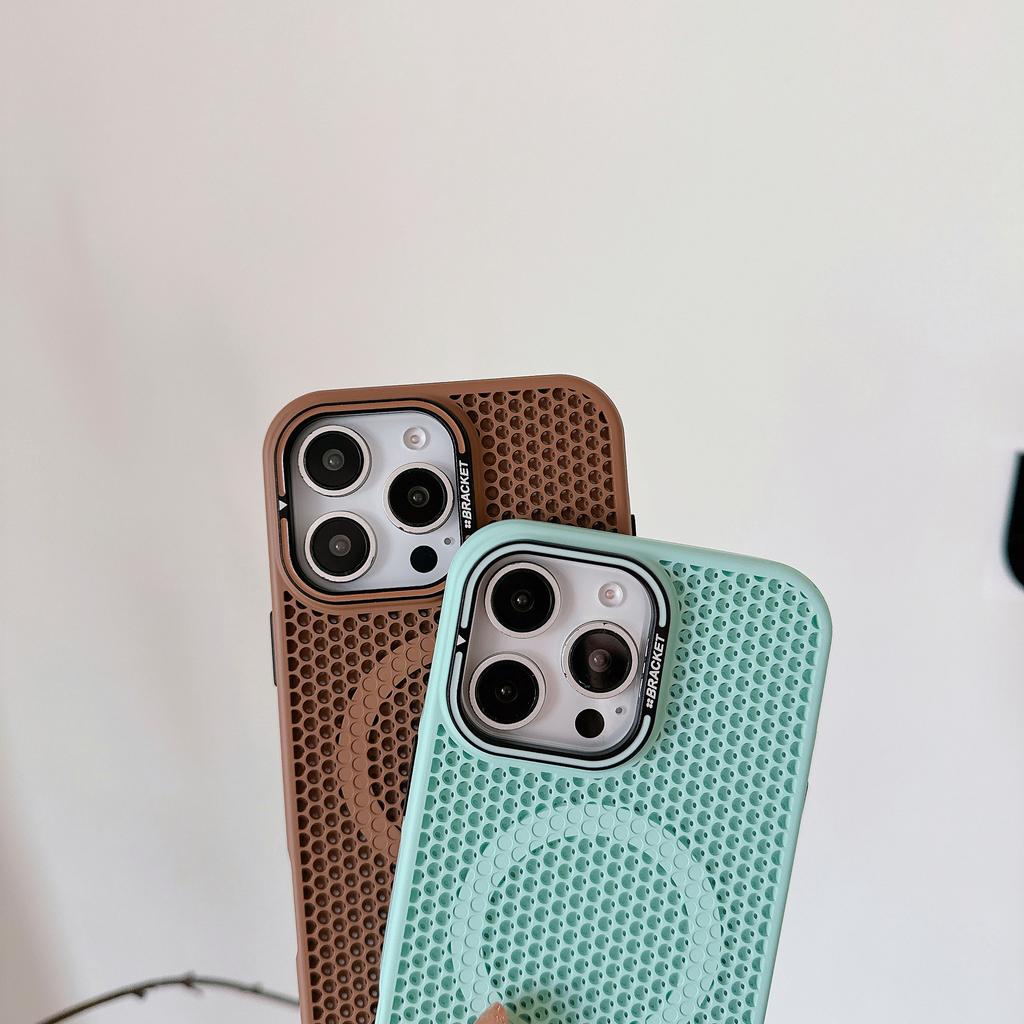 Shockproof Heat Dissipation Phone Case For iPhone 16 Pro Max 15 14 Plus 13 12 11 Pro Max  For Magsafe Metal Lens Stand Back Case