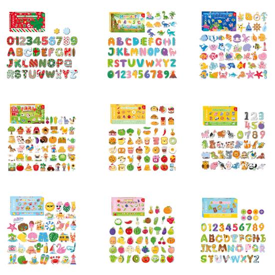 Kids Educational Refrigerator Magnet Alphabet Number Fruit Animal Preschool Learning Home Kitchen Whiteboard Locker Fridge Magnetic Decoration