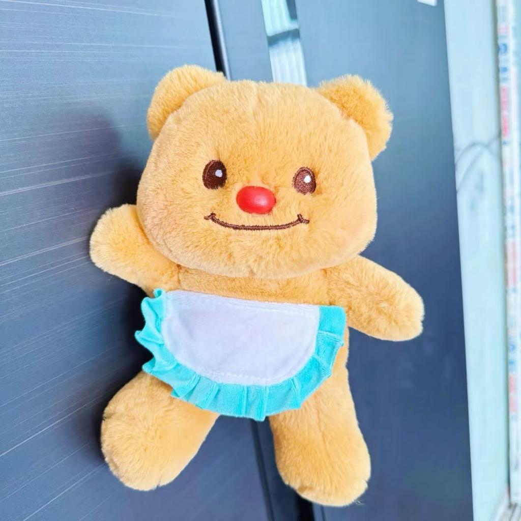 Internet celebrity yellow bear refrigerator sticker pendant apron bear plush doll cute toy personality creative magnetic doll