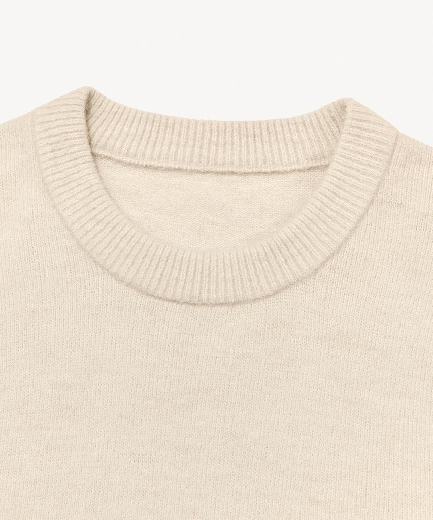 RIDIFI Round Neck Wool Blend Sweater (Beige)