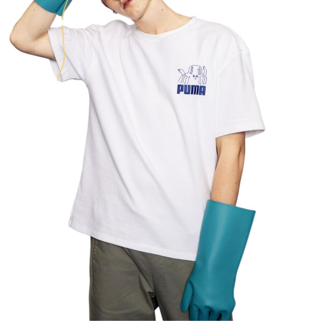 Puma X Tyakasha Logo Print Short Sleeve T-Shirt Unisex Tops White 595559-02