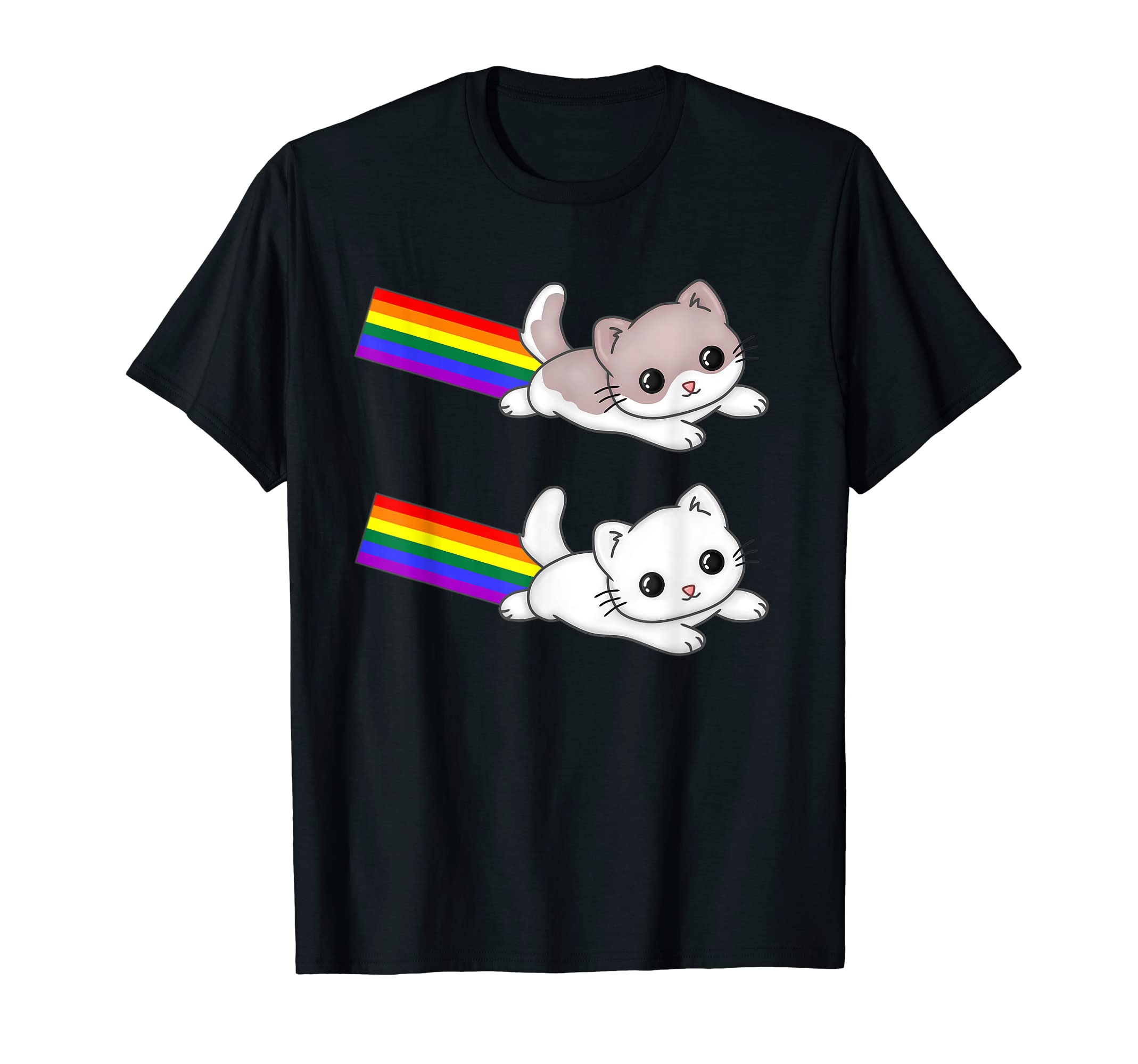 

Rainbow Cat Cats Cute Kawaii LGBT Flag Meow T-Shirt чорний