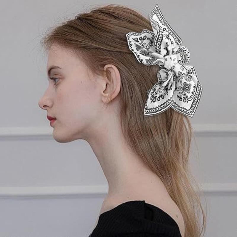 French-style Cashew Flower Bow Clip Sweet Shark Clip  Resort-style Ponytail Clip  Fashionable Headwear
