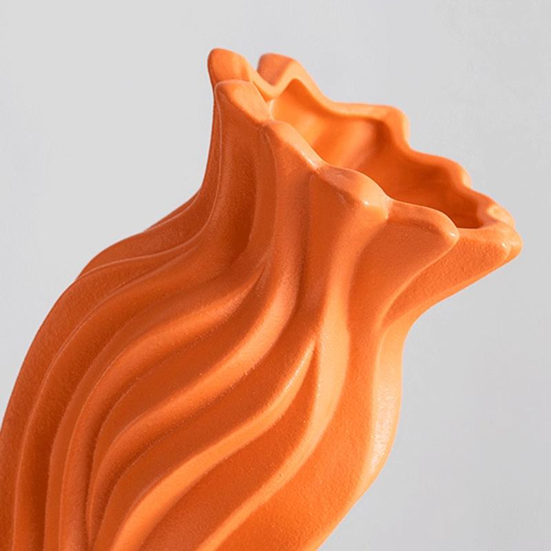 Nordic Ceramic Irregular shape Orange Small Vases, Home Dining Table, Living Room, Bedroom, Office Accessories, Flower Ware, 1Pc