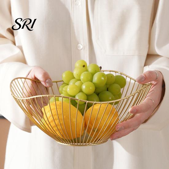 Heavy-duty Fruit Holder Metal Wire Basket Decorative Stand for Kitchen Countertop Home Storage Organizer Decor Single Tier Iron Serving Bowl