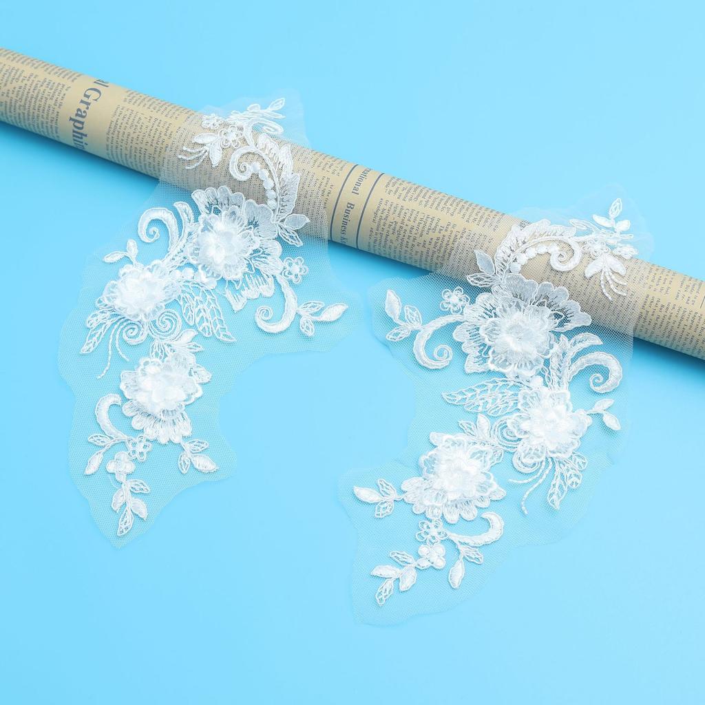 Car Bone To Flower Three-Dimensional Flower Beige Lace Applique Accessories Embroidery Embroidery Cloth Sticker Wedding Dress Clothing Patch