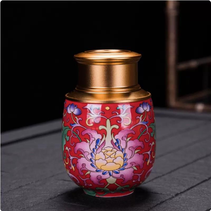 Exquisite Pastel Ceramic Tea Caddy Portable Travel Sealed Tea Boxes Tea Jar Storage Tank Coffee Canister Spice Candy Containers