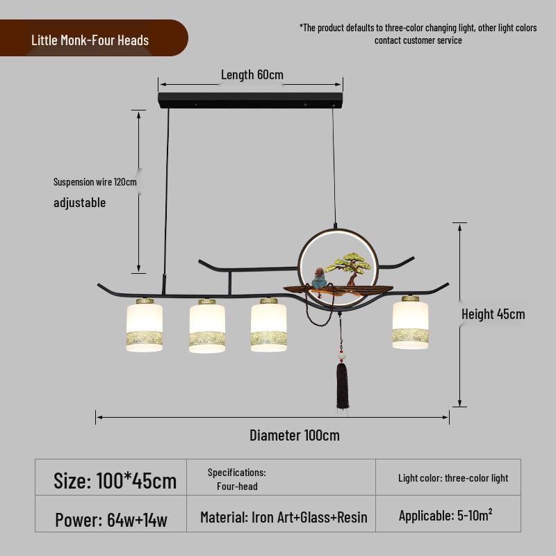 Modern Zen Dining Pendant Light: Pine-Inspired Multi-Head Strip Lamp for Tea Table or Study Desk
