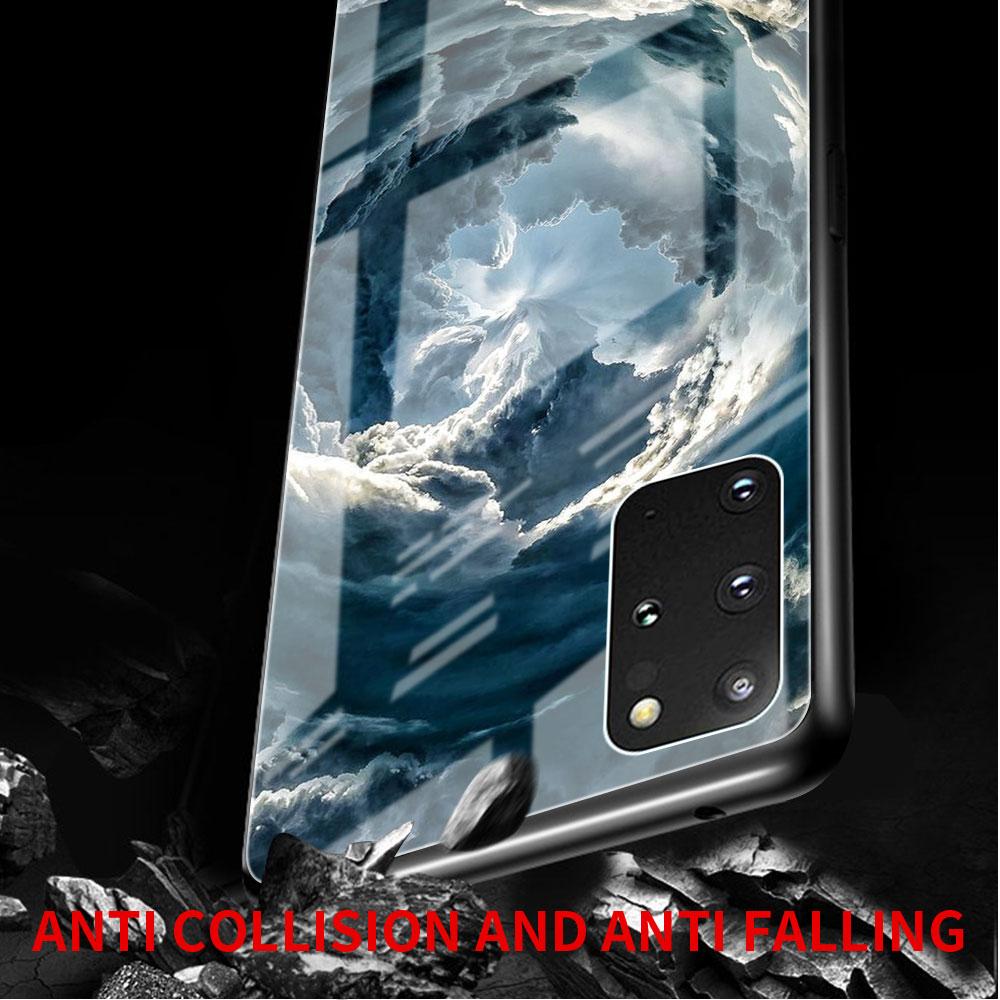 Glass Case For Samsung Galaxy S22 S20 FE S21 5G S10 S9 Plus Note 10 20 Lite Tempered Phone Cover Star Cloud