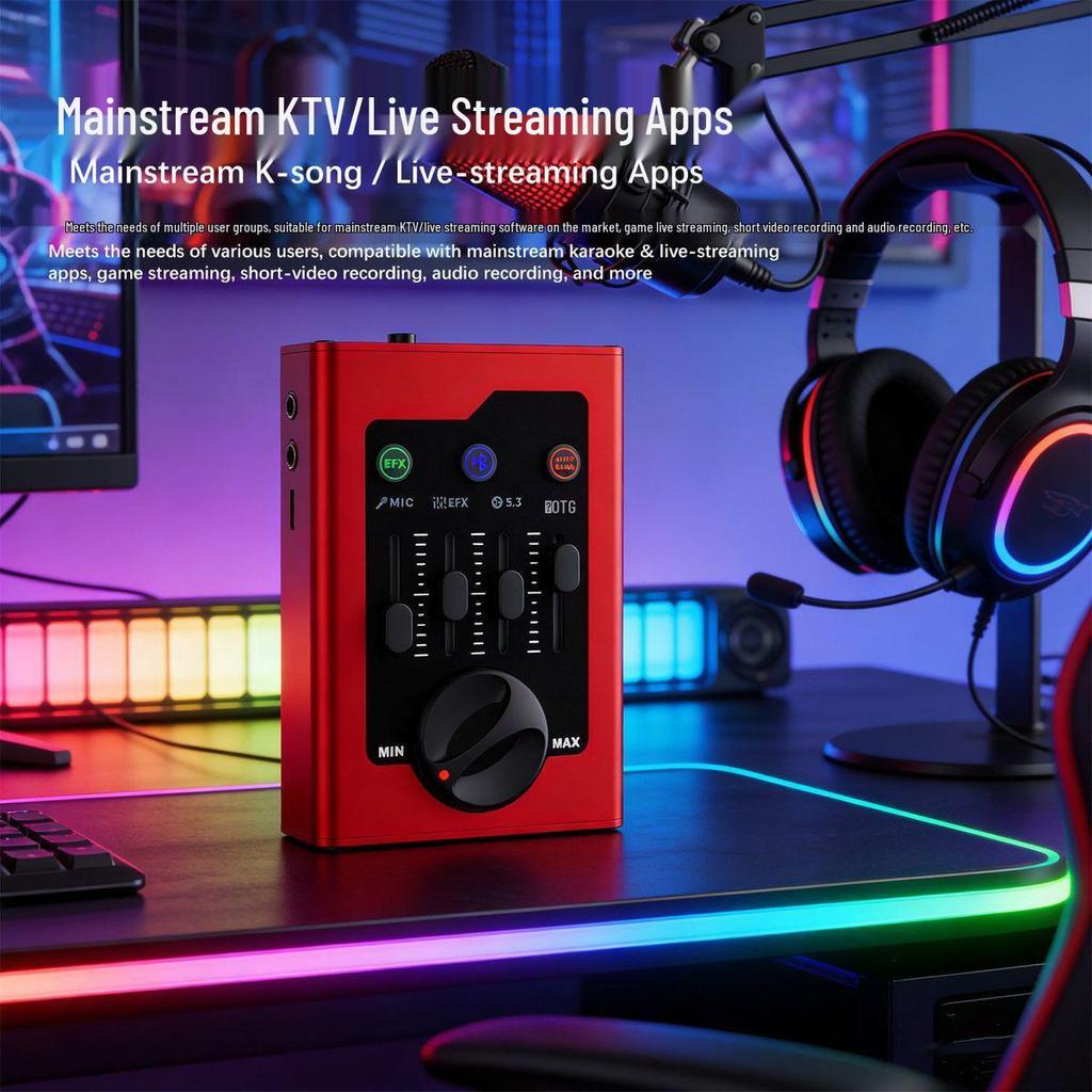Bluetooth Sound Card for Live Broadcast & Mobile Singing - Compatible with Douyin & Kuaishou