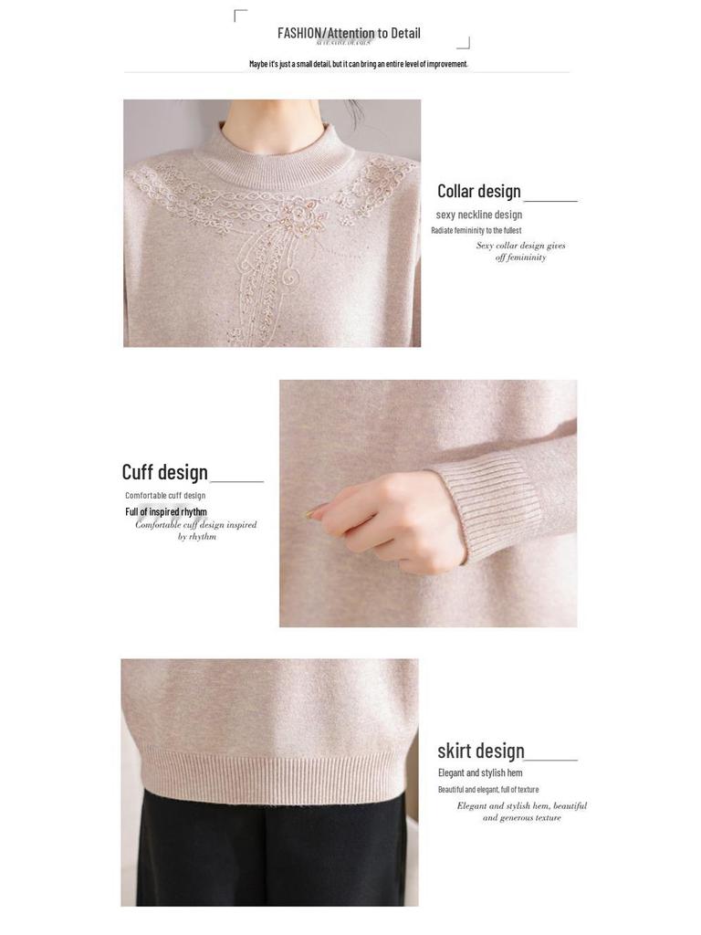 Autumn Thick Knit Lapel Sweater for Middle-Aged Women 50+