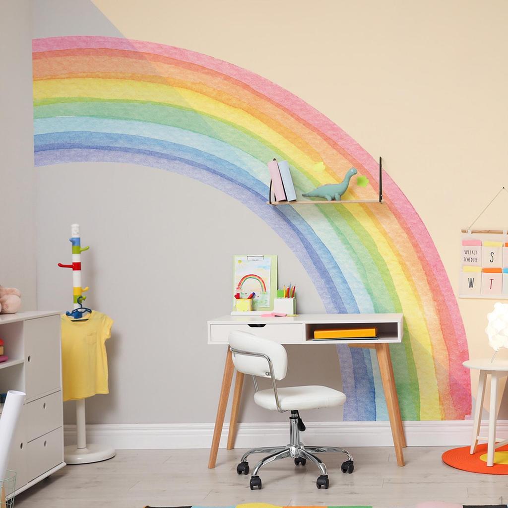 Rainbow Wall Decal Sticker Modern Decorative DIY Watercolor for Playroom Girls Room Living
