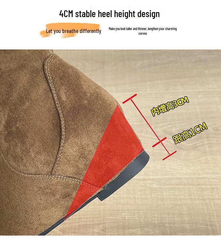 2025 Vintage Western Slouchy Suede Boots: Women's Round Toe Hidden Heel Riding & Cowboy Style for Autumn/Winter