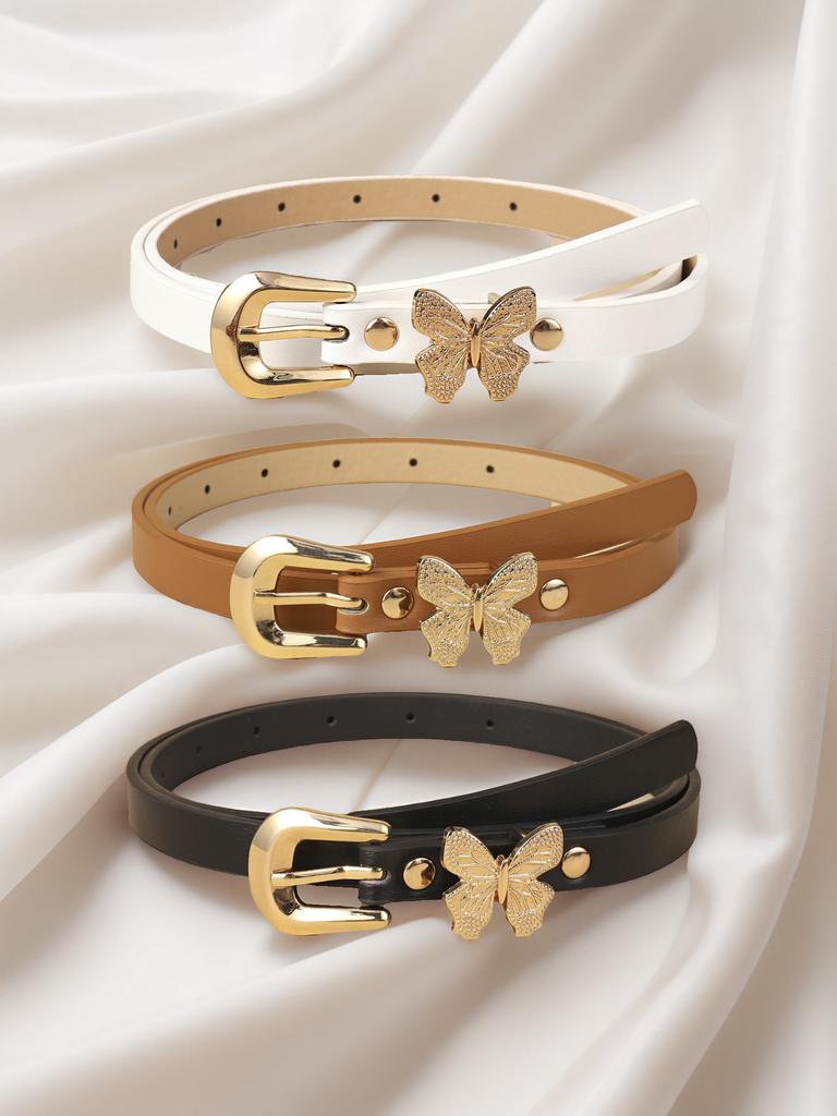 Children's new butterfly belt jeans dress decorative PU belt factory direct sales