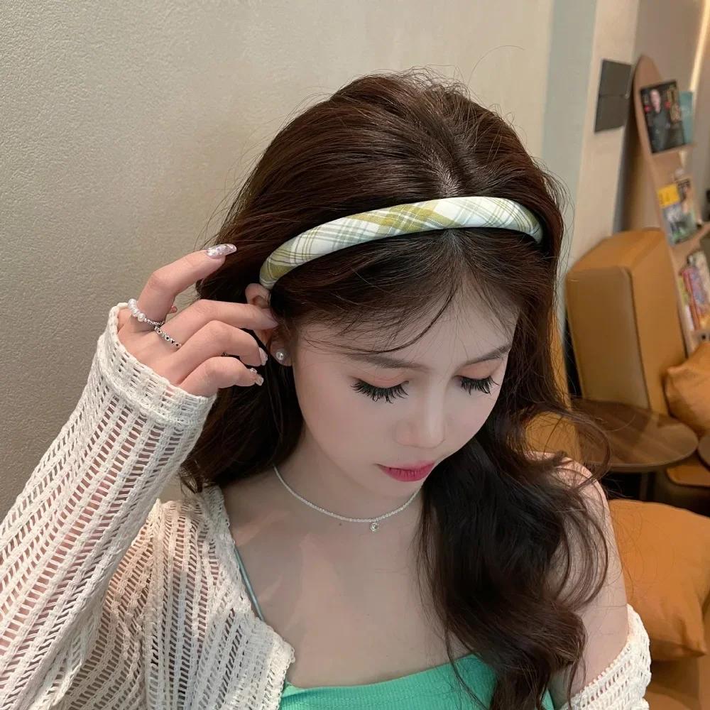2pc European and American Retro Solid Plaid Headband Hair Bands Hairband Hoop for Women Girls Holiday Korean Hair Accessories