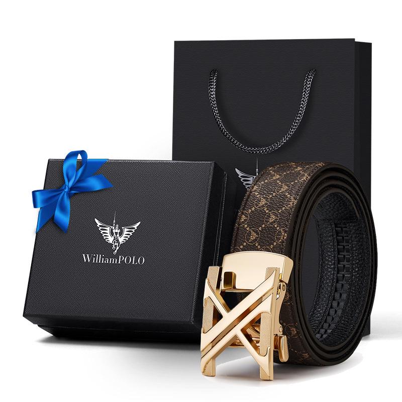 King Paul Men's Premium Alloy Buckle PVC Cowhide Business Belt, New Style.