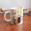 1pc 11oz Ceramic Mug with Double-Sided Beer Lover Print, Lightweight Daily Cup for Home or Office