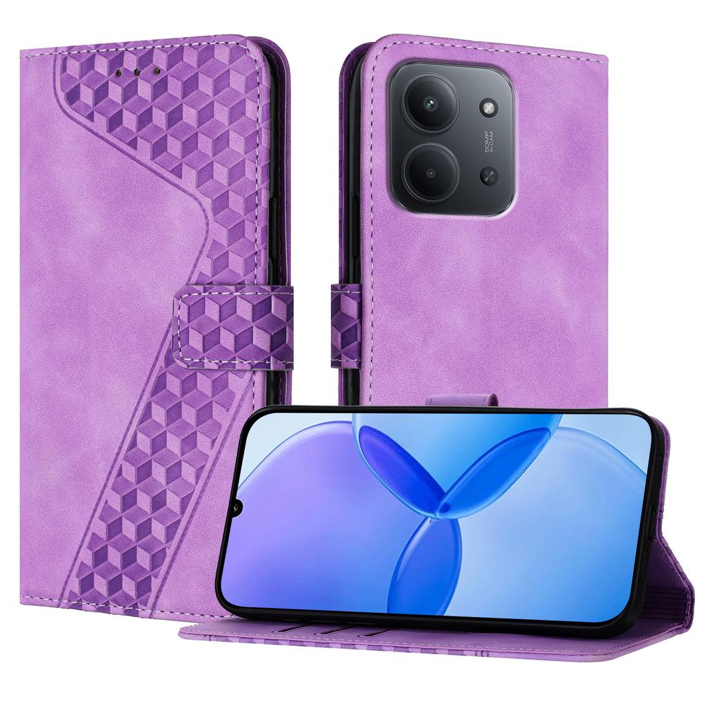 For Xiaomi Redmi 15C 4G (Global) (171mm) Leather Case 7-Shaped Pattern Wallet Stand Shockproof Phone Cover