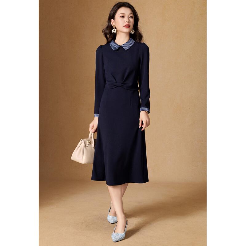 Women's Versatile Faux Two-Piece Plaid Lapel Dress