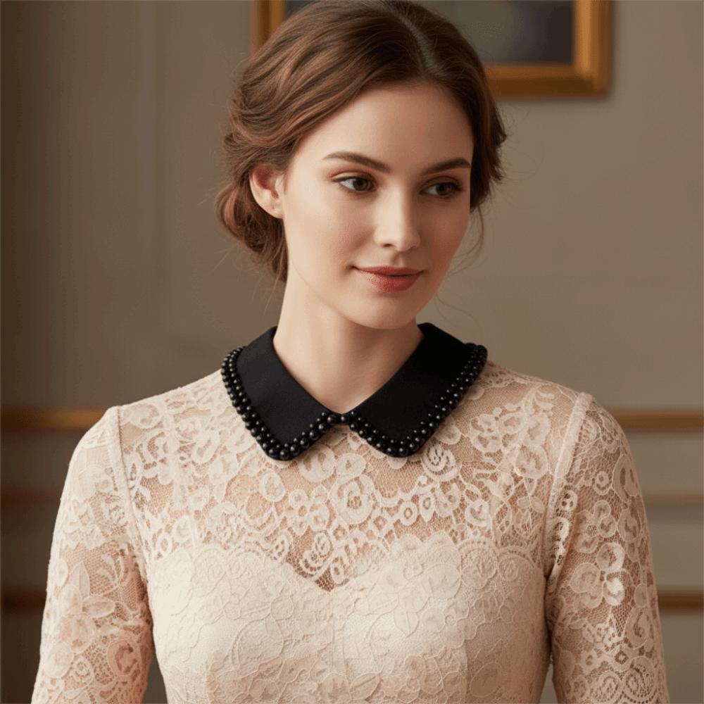 Fashionable Pearl Border Fake Collar Elegant Minimalist Neck Collar High-End Detachable Shirt Collar Accessory For Women