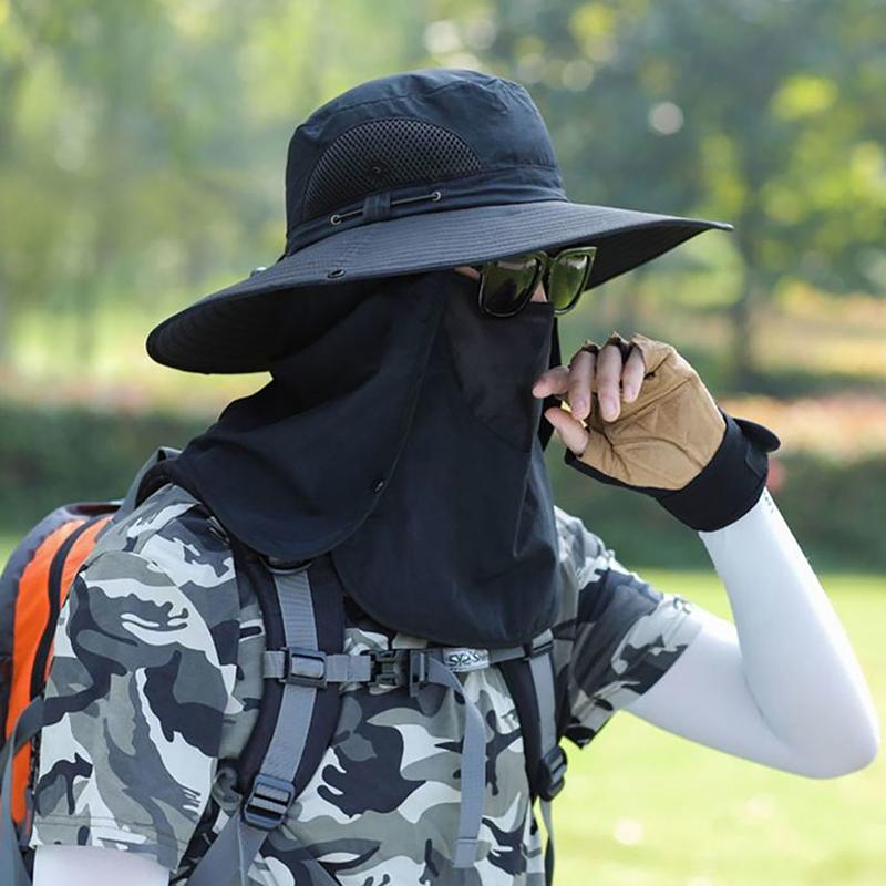 Omni Directional Brim Face Shield Neck Protection Sun Hat Big Brim Outdoor Youth Mountaineering Fishing Hat Ultraviolet Proof