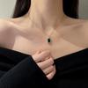 Emerald Crystal Square Necklace: Vintage Geometric Choker with Diamond Inlay
