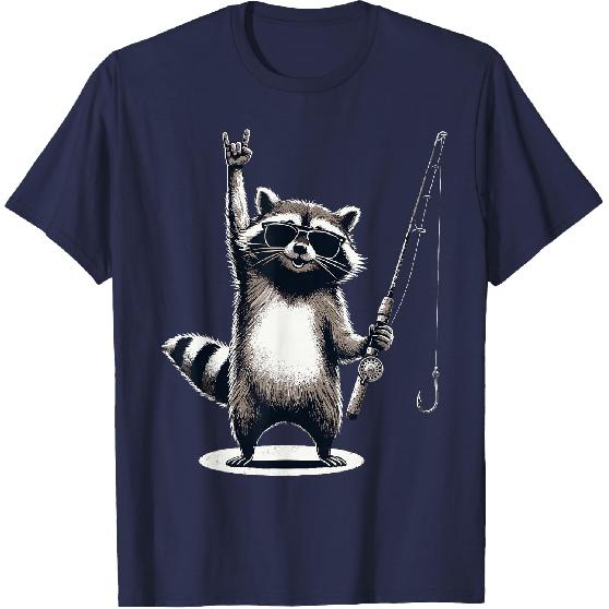 Raccoon Fisherman Men Women Kids Funny Fishing T-Shirt