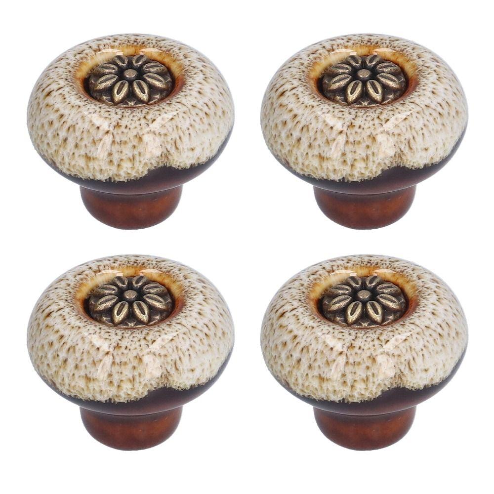4pcs Easy Install Door Knobs Round Drawer Knobs Vintage Cabinet Handles Living Room