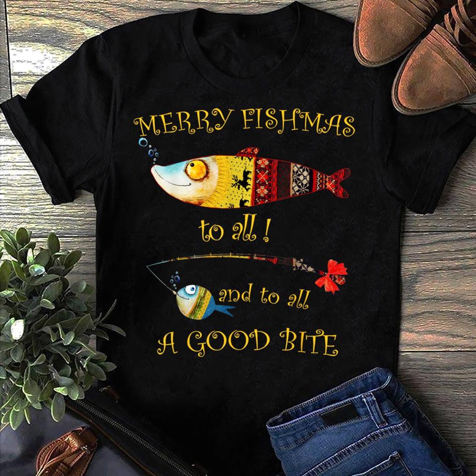 Christmas Fishermans Merry Fishmas To All Fishing Fishing, Fish Life Shirt,Fishing Shirt, Gift For Fisher, Funny Fishing, Fisherman Gift XXL