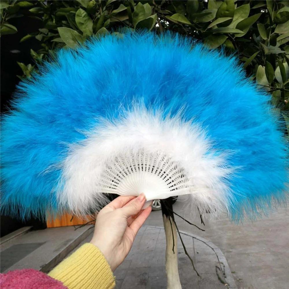 Fluffy Wedding Folding Fan Colorful Handheld Feather Fan Art Fans Cosplay Props Fan  Cheongsam Show