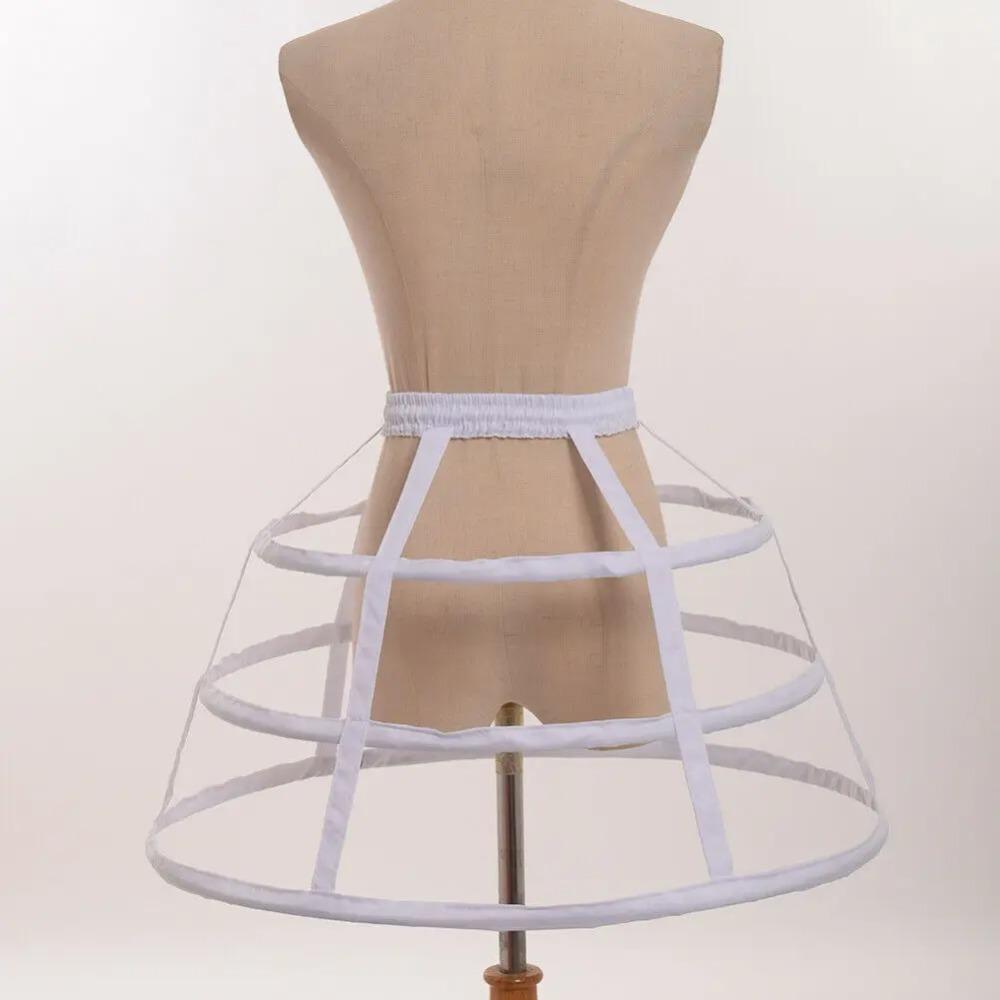 

Регулируемая талия Лолита Полая нижняя юбка Фалбала невесты свадебное платье подкладка бальное платье White-3 Hoops