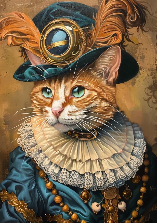 Premium Vintage Royal Animal Pet Portrait Posters and Prints Canvas Printing Wall Art Picture for Living Room Home Decor Gifts