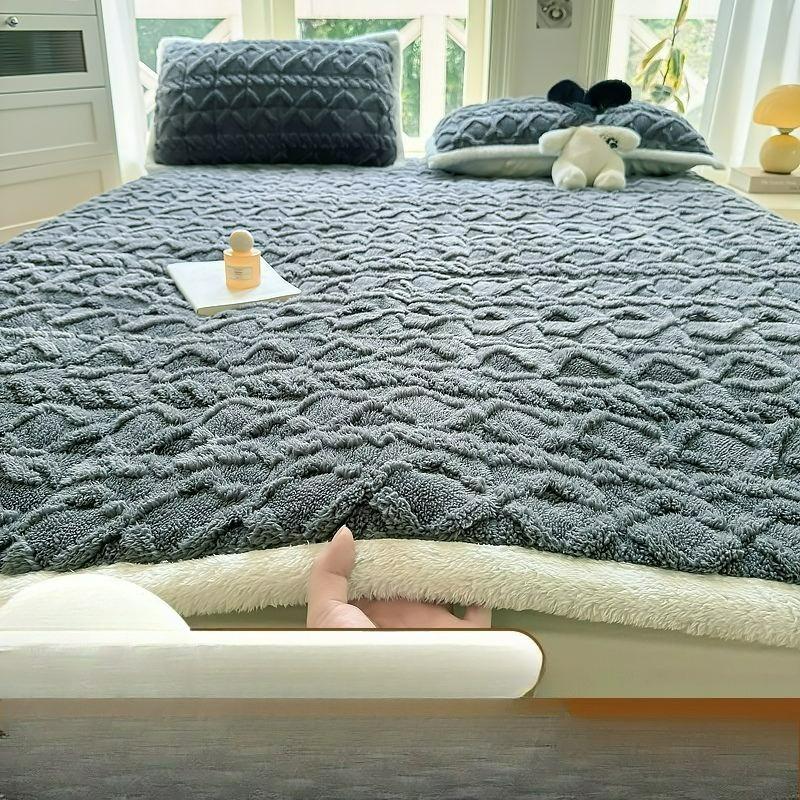 

Утолщенный матрас из тафты и флиса, простыни из молочного флиса, зимнее постельное белье из флиса для общежития, односпальный матрас, двуспальный XXL синий