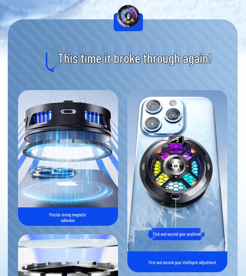 SL18 Magnetic Cooling Fan with Digital Display for iPhone and Android Phones