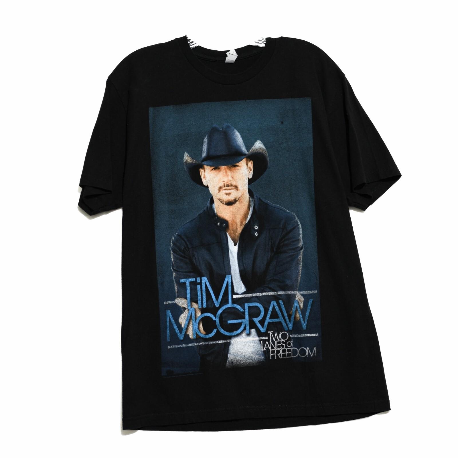 Tim McGraw Two Lanes Of Freedom Mens Black T-Shirt Cotton Short Sleeve Size L XXXXL
