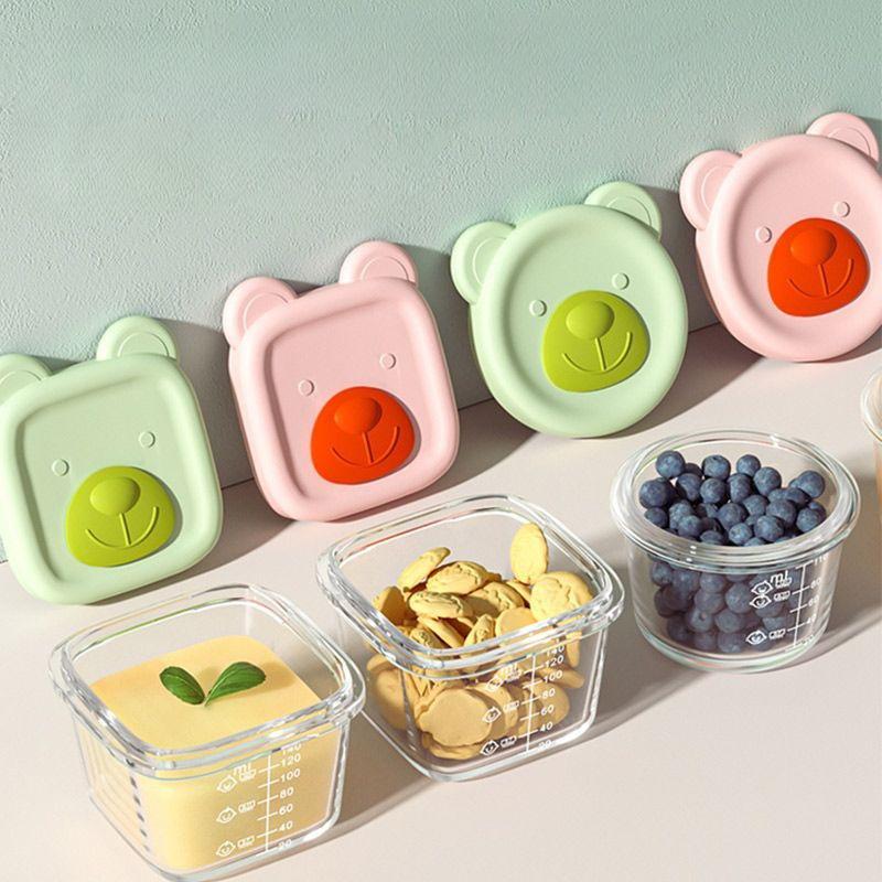 Baby's Complementary Food Bowl Glass Preservation Box Storage Steamable Egg Custard Dishes Tool for Infants Young Children