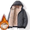 Cotton Jacket Men's Thick, Plus Size Men's Mid To Long, Down Cotton Jacket with Added Fleece and Increased Thickness for Warmth