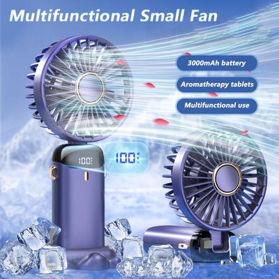 Portable Hand-Held Fan Office Desktop Multifunctional Folding Double-Headed Small Electric Fan With A Neck Lanyard