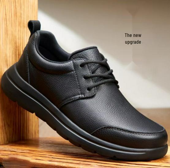 Men s Versatile Black Leather Casual Work Shoes - Stylish British Design 41