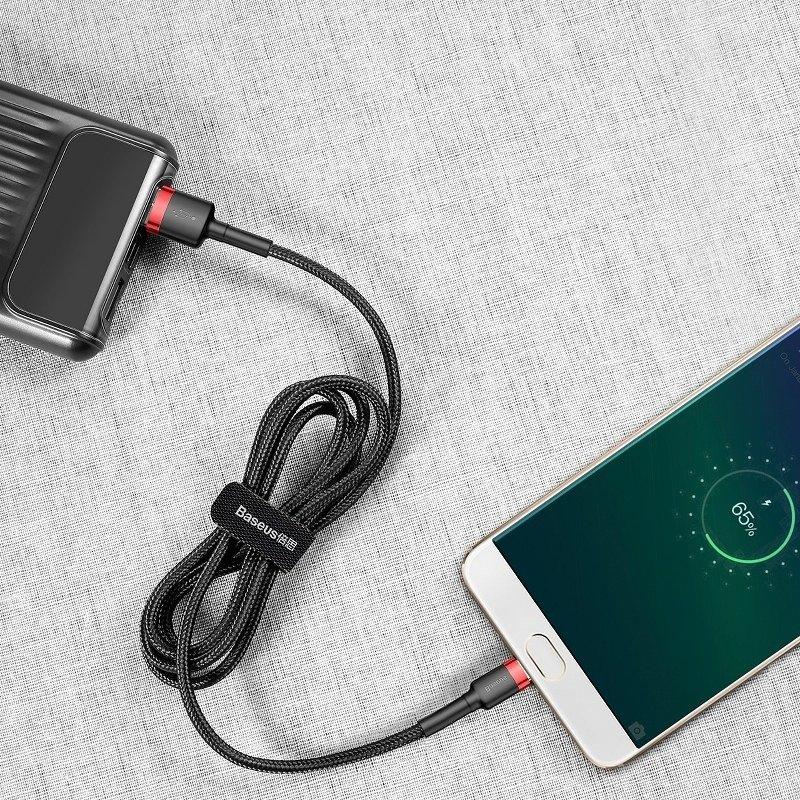 Baseus Cafule 2A 3M USB till Micro USB-kabel (Svart och rött)