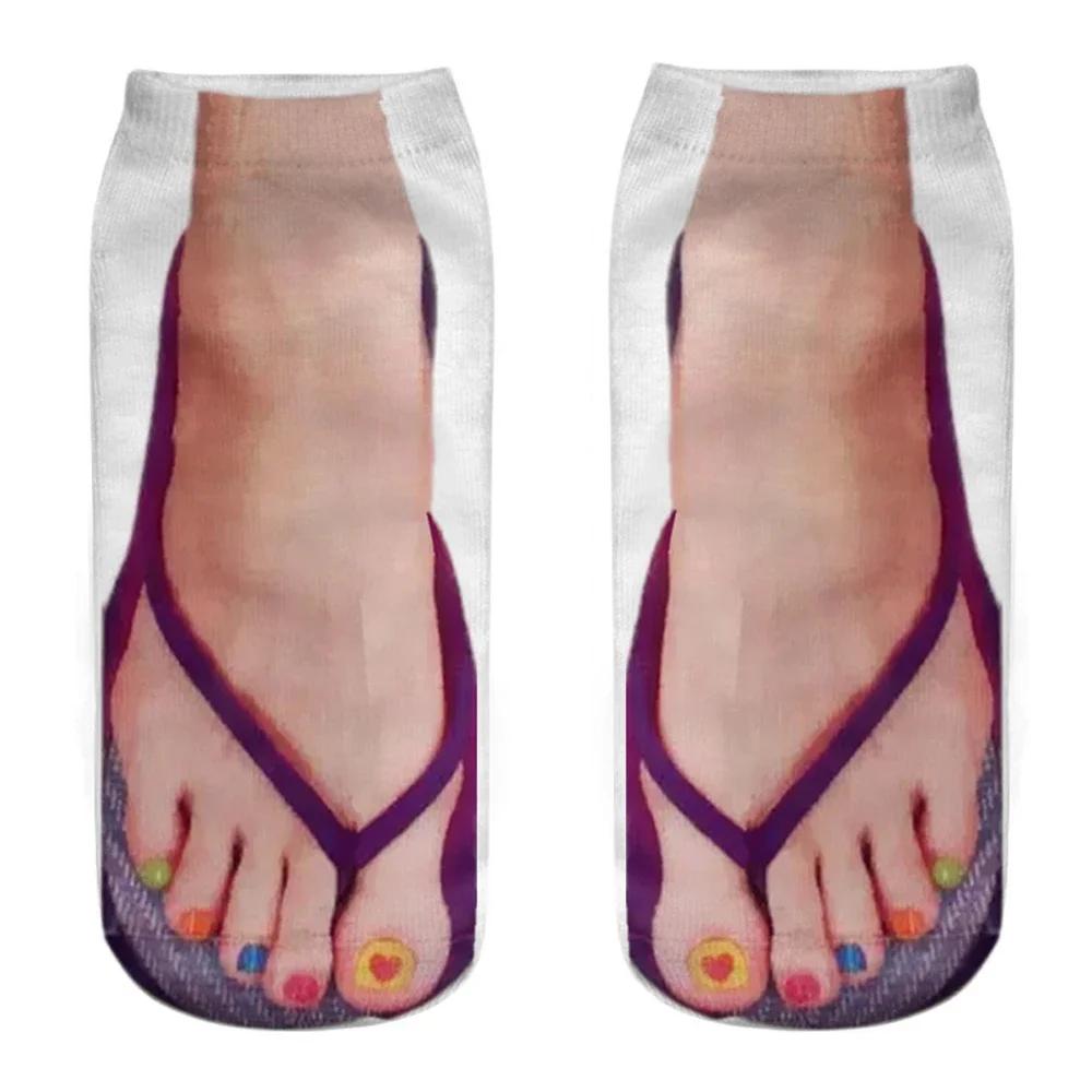 Lustige gemusterte Knöchelsocken in 3D-bedruckten Canvas-Schuhen mit Totenkopf-Zehensteg-Flip-Flops, Unisex-Design