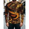 T-shirt da uomo casual a maniche lunghe con stampa, girocollo, per autunno e inverno