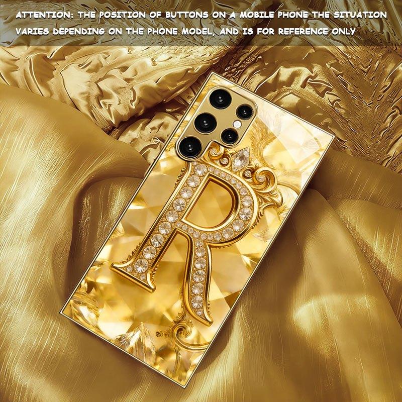 Gold Diamond Gorgeous Exquisite PhoneCase Glass PhoneCase for Samsung Galaxy S26 S25 S24 S23 S22 S21 FE Ultra Plus Dropresistant