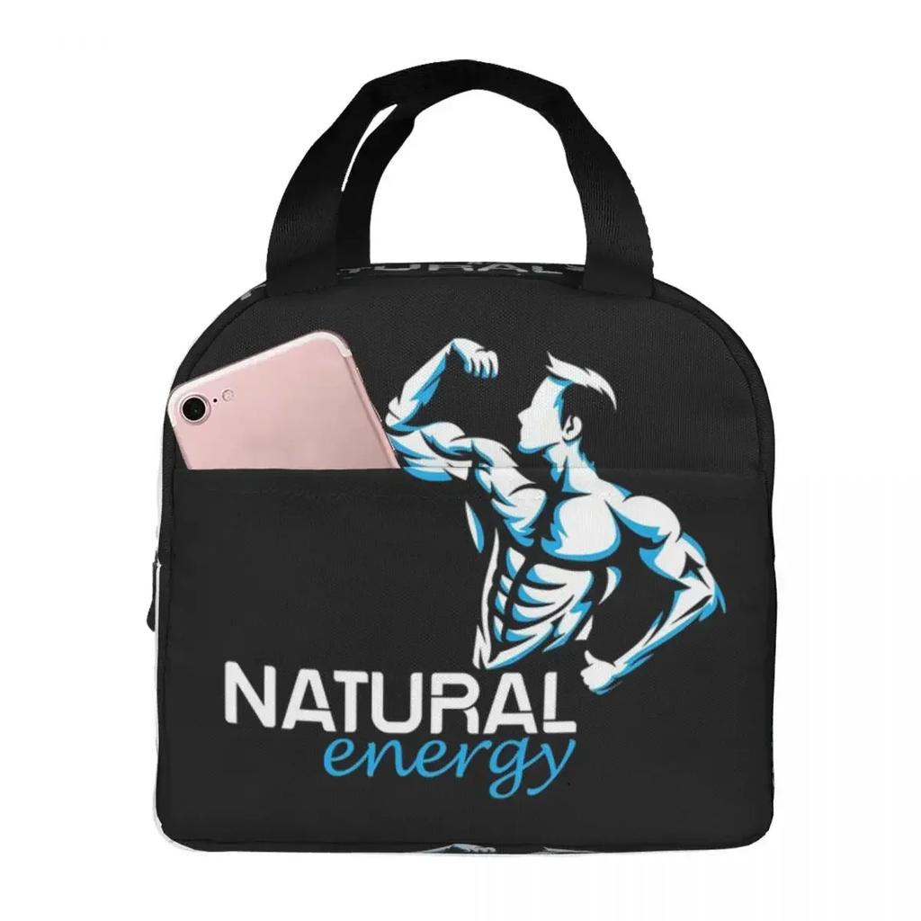 Powerhouse Gym No Fight Fitness Quotes Insulated Lunch Bag for Kids School Cooler Thermal Food Box Tote Lunch Boxes Container