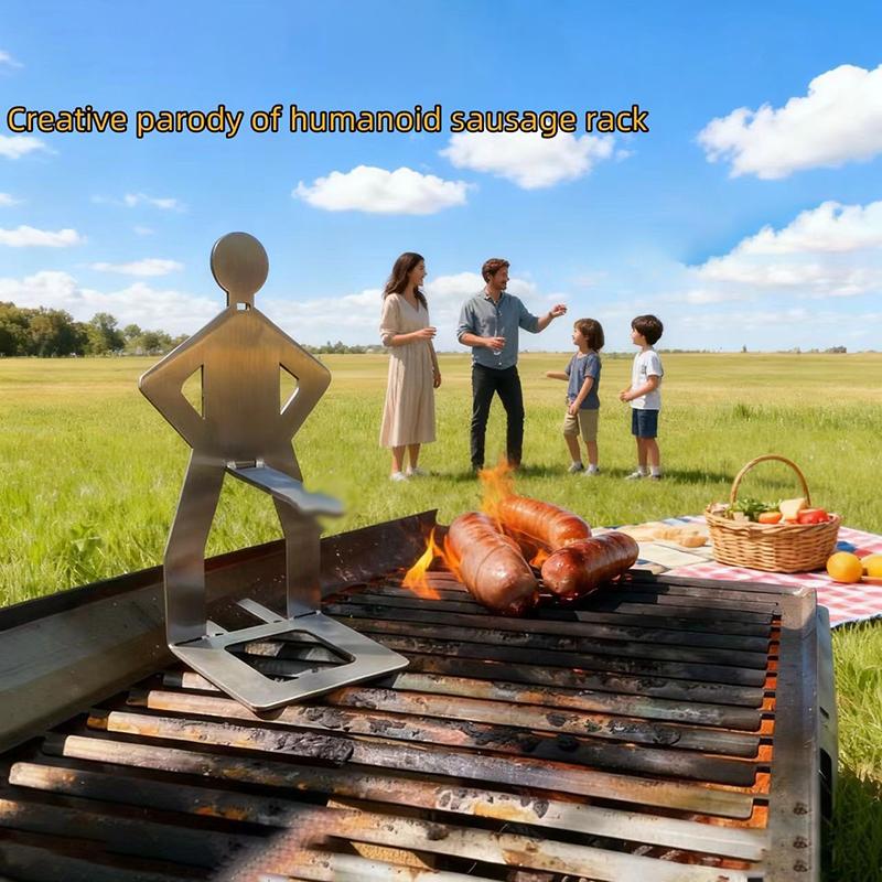 Sjov Humanoid Pølseholder Grill Hotdog Gaffel 304 Rustfrit Stål BBQ Udendørs Spoof Kreativitet Køkkengrej Til Bar