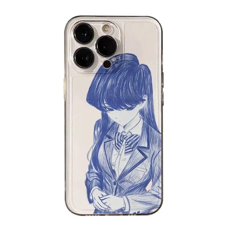 Manga School Girl Sketch Pattern Phone Case for iPhone 17 16 15 14 13 12 11 16E Series Pro Max Plus Double Layer Protection