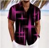 Men's Geometric 3D Printed Lapel Short Sleeve Casual Fashion Shirt Summer Outdoor Vacation Hawaiian Shirt
