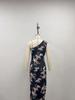 2025 European-American One-Shoulder Bodycon Maxi Dress with High Slit and Summer Print