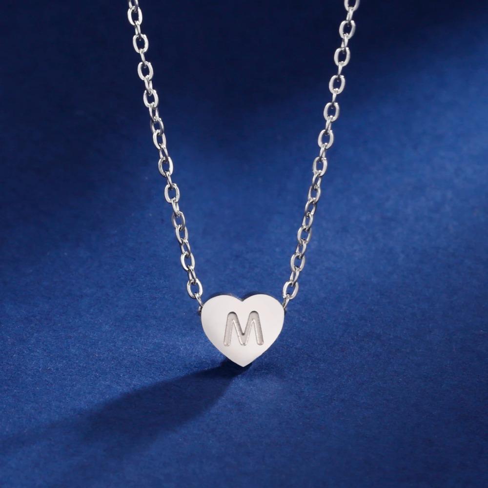 Amaxer Heart Shaped Alphabet Necklace A To Z 26 Letters Initial Necklaces For Women Pendant Gifts Jewelry