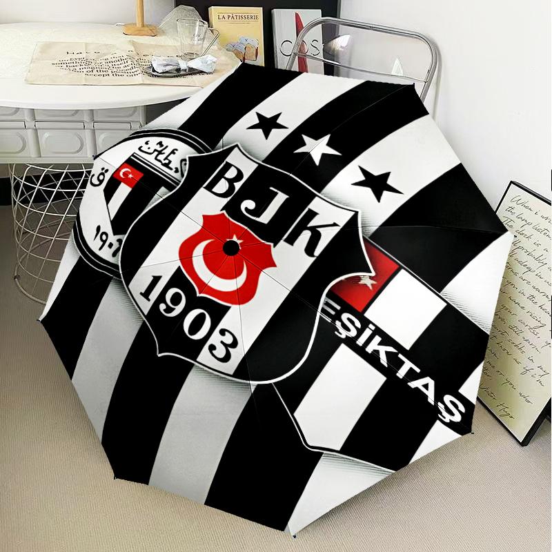 Sein?ikta? Istanbul Fußball Club Regenschirm Klappschirm, Automatikschirm 8-Speichen für Reisen, Campinggebrauch Geschenk für Halloween Weihnachten